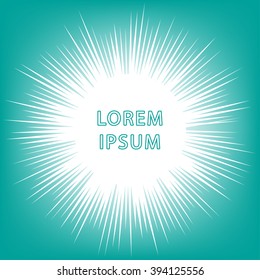 Flash or flare turquoise frame. vector background.
