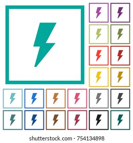 Flash flat color icons with quadrant frames on white background