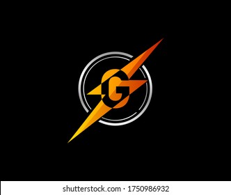 Flash G Letter Logo. Creative Icon Created From Negative Space of Initial G Combined With Thunder Shape Design.