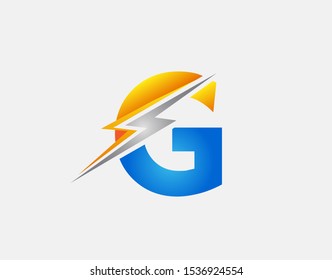 Flash G Letter Logo Icon, Electrical Bolt With Initial G Letter Logo Design.