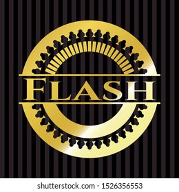 Flash golden badge or emblem. Vector Illustration. Detailed.