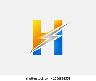 Flash H Letter Logo Icon, Electrical Bolt With Initial H Letter Logo Design.