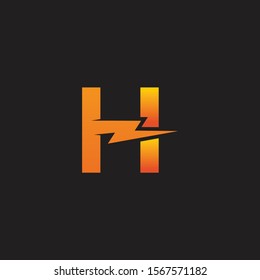 Flash H Letter Logo Icon, Electrical Bolt With Initial H Letter Logo Design.
