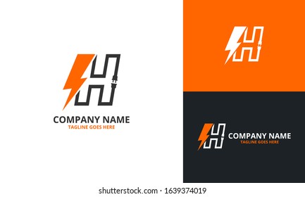Flash H Letter Logo Icon Template. Illustration vector graphic. Design concept Electrical Bolt With Initial H Letter Logo Design. Perfect for corporate, technology, initial , community and more techno