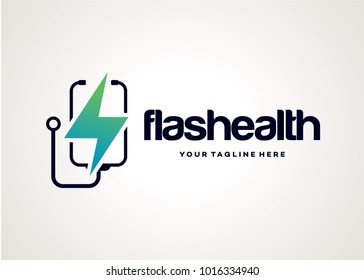 Flash Health Logo Template Design Vector, Emblem, Design Concept, Creative Symbol