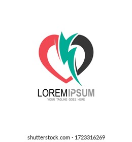 Plantilla de logo de Flash Heart, diseño del logo de Love storm