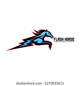 diseño de la mascota de diseño del logotipo del caballo flash colorido