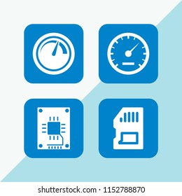 flash icon. 4 flash set with ssd, memory card and speed vector icons for web and mobile app