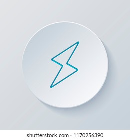 flash icon. Cut circle with gray and blue layers. Paper style