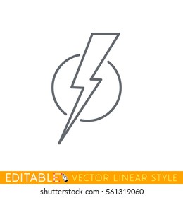 flash icon. Editable line drawing. Stock vector illustration.