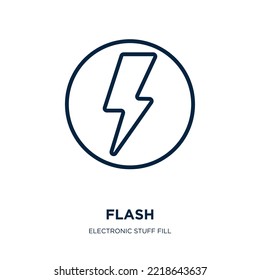 flash icon from electronic stuff fill collection. Thin linear flash, app, digital outline icon isolated on white background. Line vector flash sign, symbol for web and mobile
