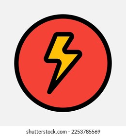 Flash-Symbol im vollen Strichstil über die Kamera, Verwendung für die mobile App-Präsentation auf der Website