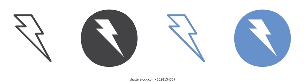 Flash-Symbol Flache Kunst in Schwarz-Weiß einzeln