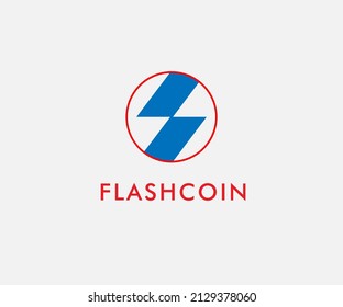 Flash Icon Isolated Circle Logo Design, Usable Logo Design For Crypt. Mining.coin