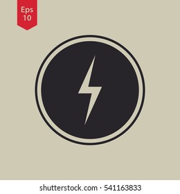 Flash Icon. Lightning Sign In Circle. Vector Illustrated Symbol