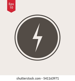 Flash Icon. Lightning Sign In Circle. Vector Illustrated Symbol