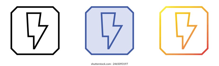 flash icon. Linear, Blue Fill and Gradient Style Design Isolated On White Background