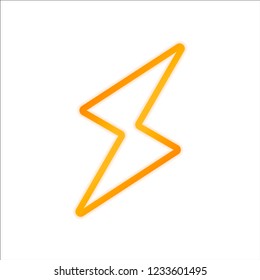 flash icon. Orange sign with low light on white background