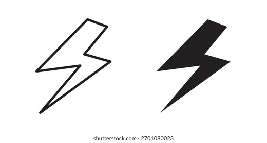 Símbolo de concepto de contorno de icono de flash con trazo editable en blanco