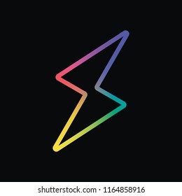 flash icon. Rainbow color and dark background