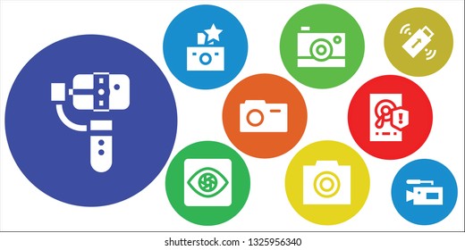 flash icon set. 9 filled flash icons.  Collection Of - Selfie, Flash, Camera, Capture, Photo, Hard disk, Pendrive