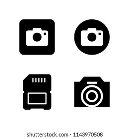 flash icon set with photo camera and sd card vector icons for web and graphic design