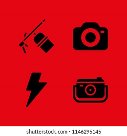 flash icon set with welder, camera and lightning vector icons for web and graphic design