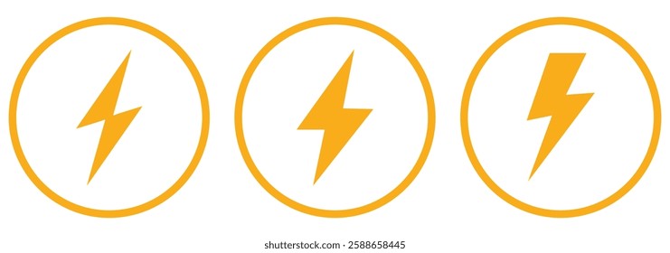 Flash icon Thin line art isolated. Energy icon. Lightning icon vector.