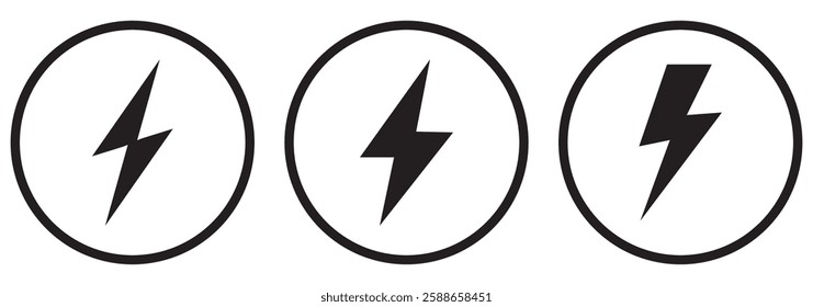 Flash icon Thin line art isolated. Energy icon. Lightning icon vector.