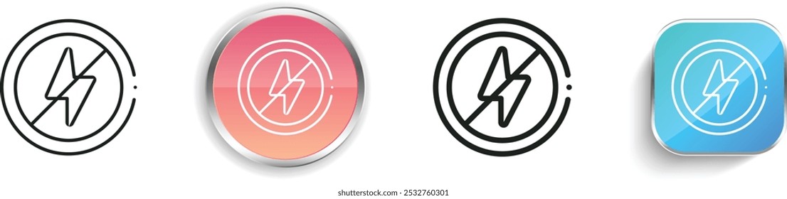 flash icon. Thin Linear, Regular and Button Style Design Isolated On White Background