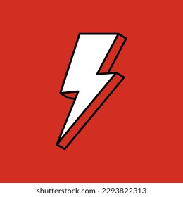 Flash icon vector on a red background. Bolt or Thunder icon vector. isolated icon.