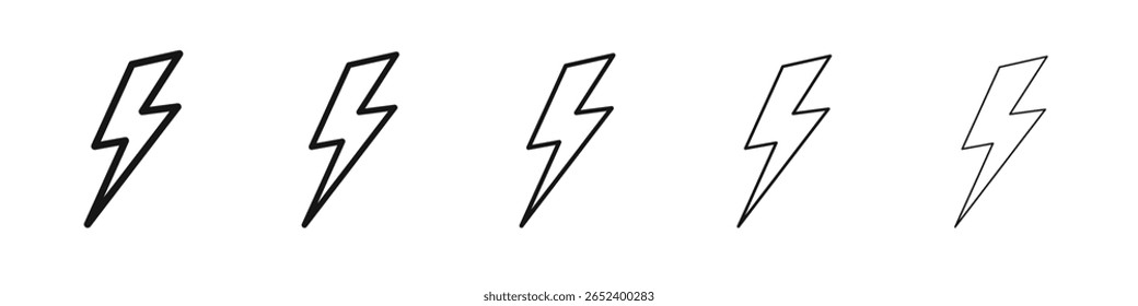 Flash icon vector outline set illustration sign