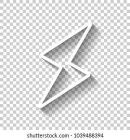 flash icon. White icon with shadow on transparent background