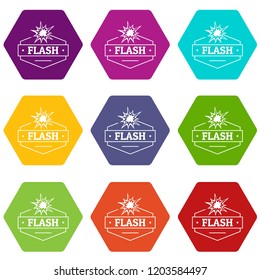 Flash icons 9 set coloful isolated on white for web
