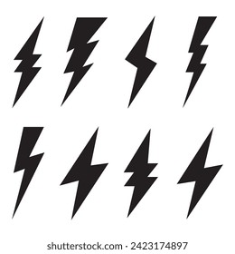 Flash icons collection. Bolt lightning flash icons. Different flash icon symbol set