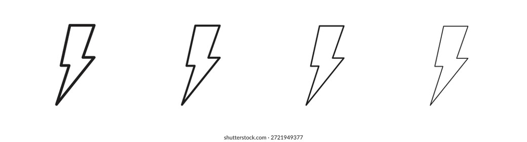 Iconos de flash delinean el diseño de Vector negro. Línea con trazo editable.