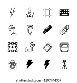 flash icons set with keyboard computer hardware accesory, pendrive and light meterin vector set