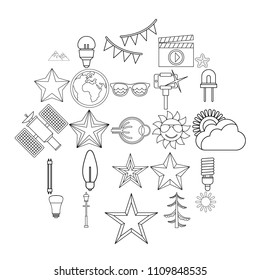 Flash icons set. Outline set of 25 flash vector icons for web isolated on white background