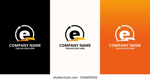 Flash initial letter E Logo Icon Template. Illustration vector graphic. Design concept Electrical Bolt and electric plugs With letter symbol. Perfect for corporate, more technology brand identity