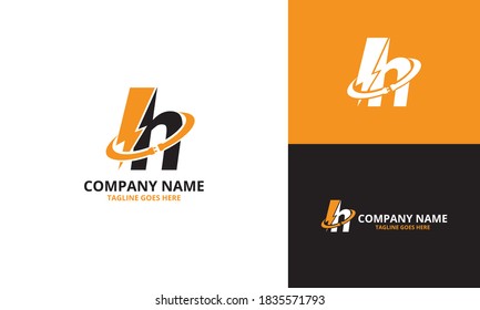 Blitz Anfangsbuchstaben h Logo Symbol Vorlage. Vektorgrafik von Illustrationen. Design-Konzept Elektrischer Bolzen mit Buchstabensymbol. Perfekt für Corporate-, Technologie-, Initial-, Mehr-Technologie-Markenidentität