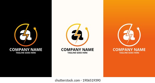 Llave la letra inicial de una plantilla de icono de logotipo. Gráfico vectorial de ilustración. Concepto de diseño Perno eléctrico y enchufes eléctricos Con símbolo de letra. Perfecto para una identidad de marca corporativa más tecnológica