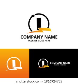 Flash initial letter I Logo Icon Template. Illustration vector graphic. Design concept Electrical Bolt and electric plugs With letter symbol. Perfect for corporate, more technology brand identity