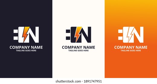 Flash initial letter N Logo Icon Template. Illustration vector graphic. Design concept Electrical Bolt and electric plugs With letter symbol. Perfect for corporate, more technology brand identity