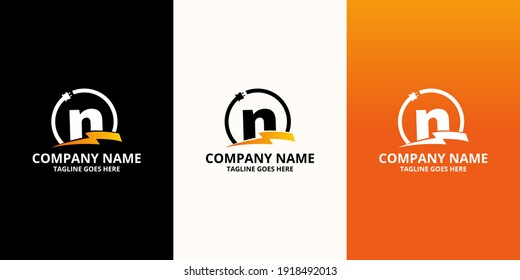 Flash initial letter N Logo Icon Template. Illustration vector graphic. Design concept Electrical Bolt and electric plugs With letter symbol. Perfect for corporate, more technology brand identity