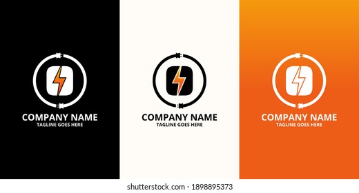 Flash initial letter O Logo Icon Template. Illustration vector graphic. Design concept Electrical Bolt and electric plugs With letter symbol. Perfect for corporate, more technology brand identity