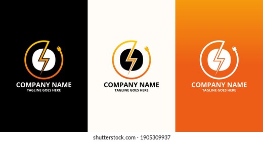 Flash initial letter O Logo Icon Template. Illustration vector graphic. Design concept Electrical Bolt and electric plugs With letter symbol. Perfect for corporate, more technology brand identity