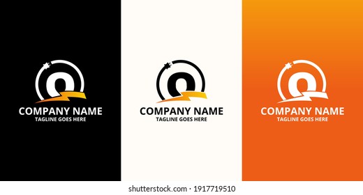 Flash initial letter O Logo Icon Template. Illustration vector graphic. Design concept Electrical Bolt and electric plugs With letter symbol. Perfect for corporate, more technology brand identity