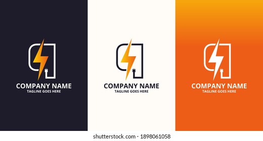 Plantilla de icono del logotipo q de la letra inicial de Flash. Gráfico vectorial de ilustración. Concepto de diseño Perno eléctrico y enchufes eléctricos Con símbolo de letra. Perfecto para una identidad de marca corporativa más tecnológica