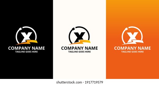 Flash initial letter X Logo Icon Template. Illustration vector graphic. Design concept Electrical Bolt and electric plugs With letter symbol. Perfect for corporate, more technology brand identity