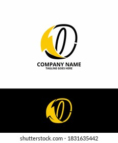 Flash initial number  0 Logo Icon Template. Illustration vector graphic. Design concept Electrical Bolt With number  zero symbol. Perfect for corporate, technology, initial , brand identity